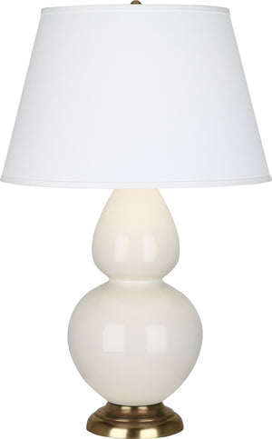 Robert Abbey - 1754X - One Light Table Lamp - Double Gourd - Bone Glazed Ceramic w/Antique Natural Brass