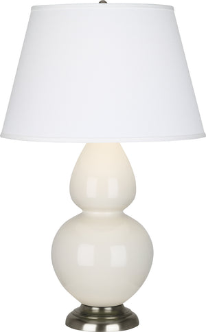 Robert Abbey - 1756X - One Light Table Lamp - Double Gourd - Bone Glazed Ceramic w/Antique Silver