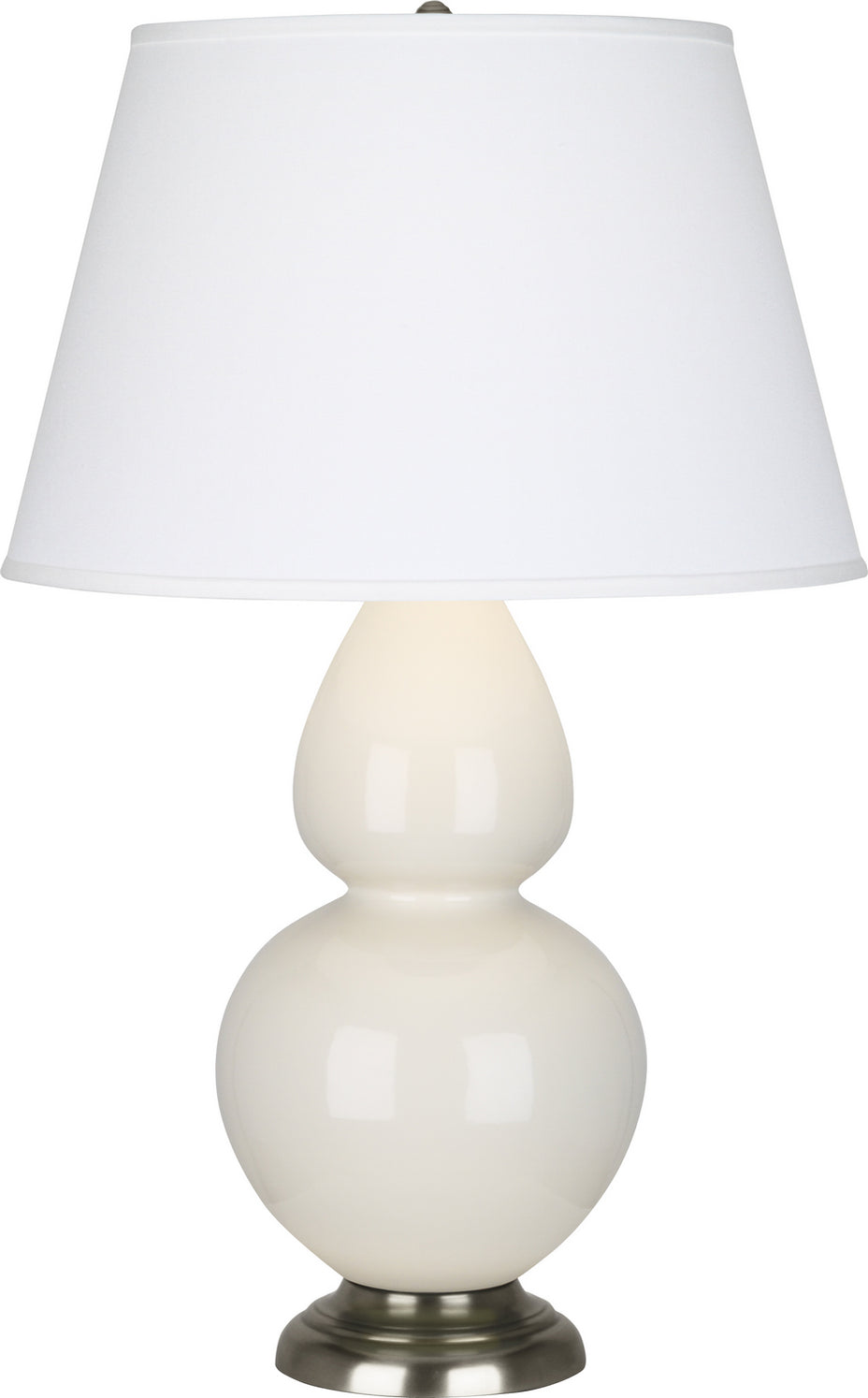 Robert Abbey - 1756X - One Light Table Lamp - Double Gourd - Bone Glazed Ceramic w/Antique Silver