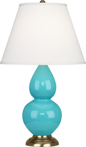 Robert Abbey - 1760X - One Light Accent Lamp - Small Double Gourd - Egg Blue Glazed Ceramic Antique Brass