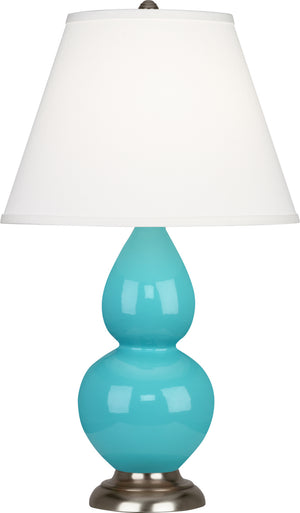 Robert Abbey - 1761X - One Light Accent Lamp - Small Double Gourd - Egg Blue Glazed Ceramic w/Antique Silver