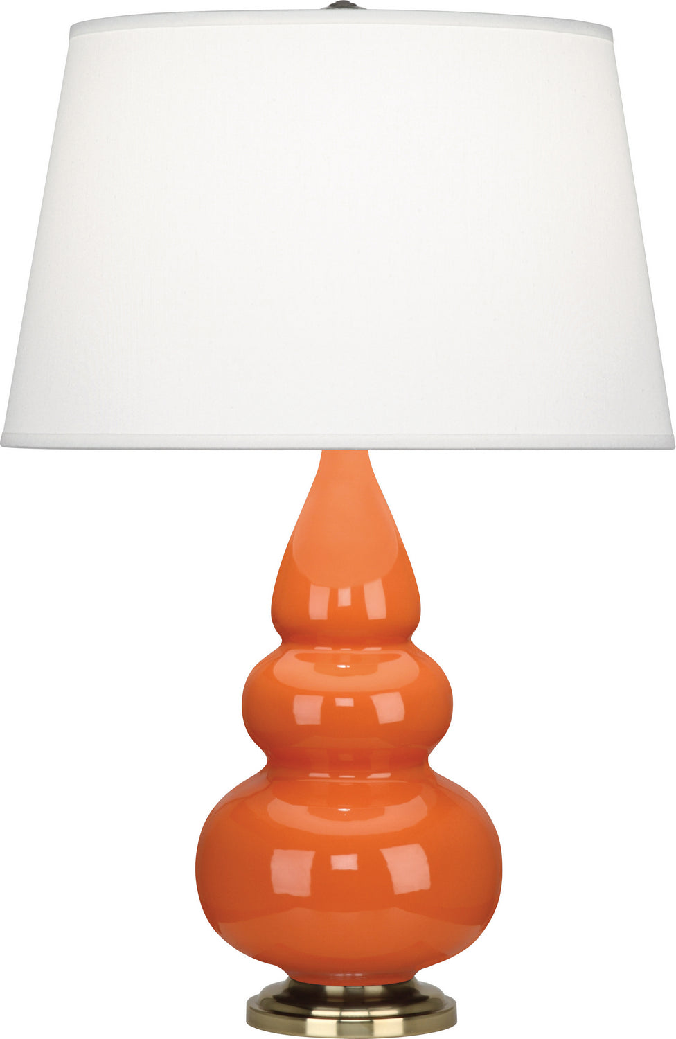 Robert Abbey - 242X - One Light Accent Lamp - Small Triple Gourd - Pumpkin Glazed Ceramic w/Antique Natural Brass