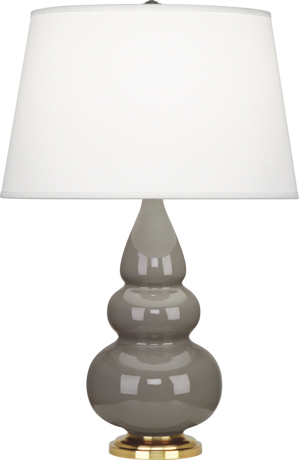 Robert Abbey - 249X - One Light Accent Lamp - Small Triple Gourd - Smoky Taupe Glazed Ceramic w/Antique Natural Brass