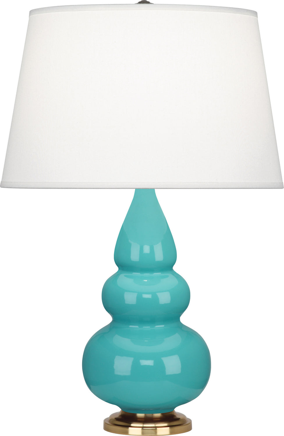 Robert Abbey - 252X - One Light Accent Lamp - Small Triple Gourd - Egg Blue Glazed Ceramic w/Antique Natural Brass