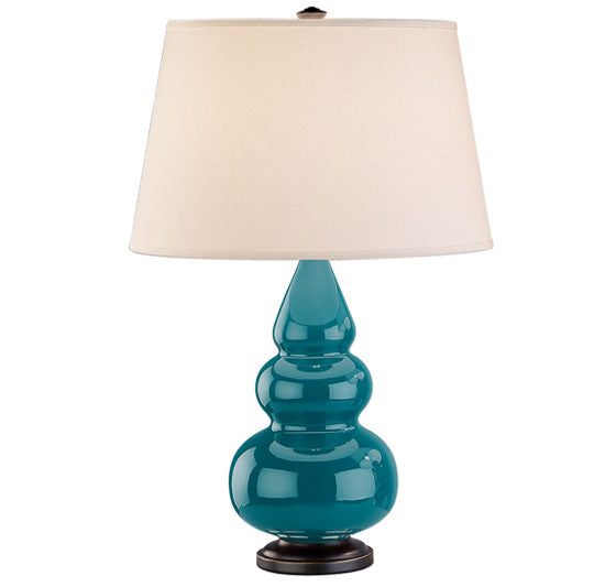 Robert Abbey - 273X - One Light Accent Lamp - Small Triple Gourd - Peacock Glazed Ceramic w/Deep Patina Bronze