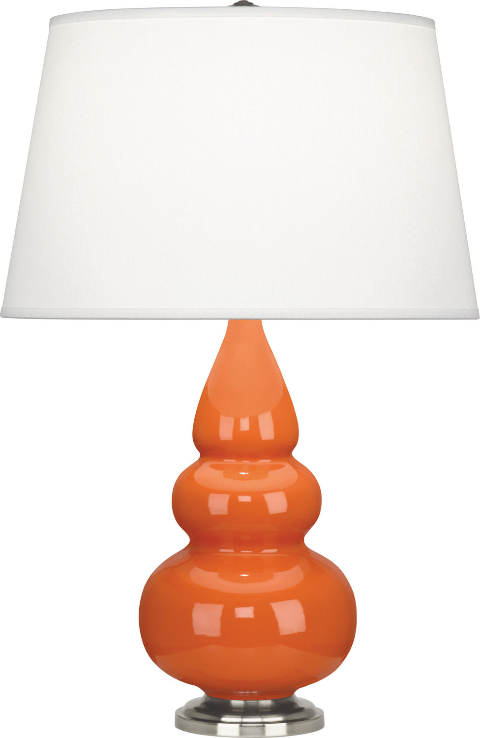 Robert Abbey - 282X - One Light Accent Lamp - Small Triple Gourd - Pumpkin Glazed Ceramic w/Antique Silver