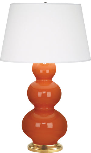 Robert Abbey - 312X - One Light Table Lamp - Triple Gourd - Pumpkin Glazed Ceramic w/Antique Natural Brass