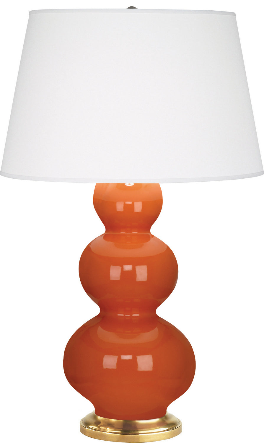 Robert Abbey - 312X - One Light Table Lamp - Triple Gourd - Pumpkin Glazed Ceramic w/Antique Natural Brass