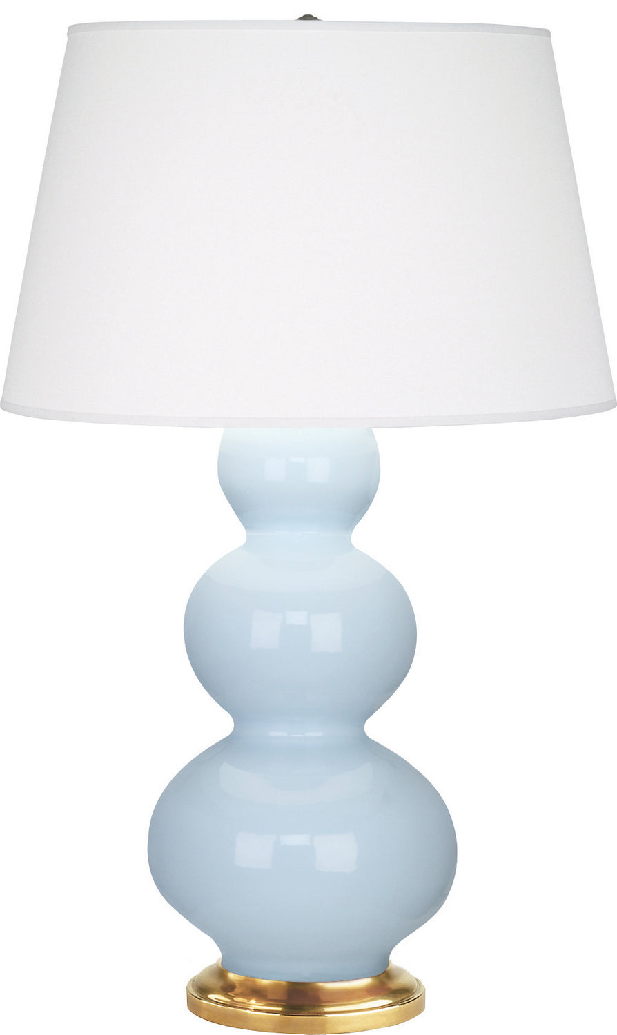 Robert Abbey - 321X - One Light Table Lamp - Triple Gourd - Baby Blue Glazed Ceramic w/Antique Natural Brass