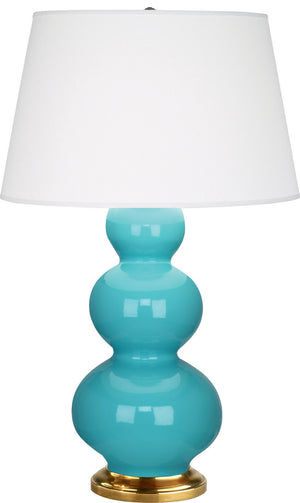 Robert Abbey - 322X - One Light Table Lamp - Triple Gourd - Egg Blue Glazed Ceramic w/Antique Natural Brass