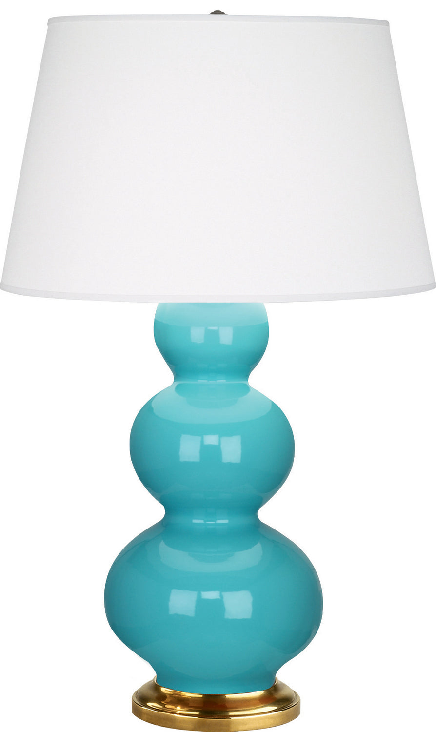 Robert Abbey - 322X - One Light Table Lamp - Triple Gourd - Egg Blue Glazed Ceramic w/Antique Natural Brass