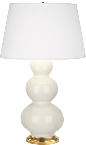 Robert Abbey - 324X - One Light Table Lamp - Triple Gourd - Bone Glazed Ceramic w/Antique Natural Brass