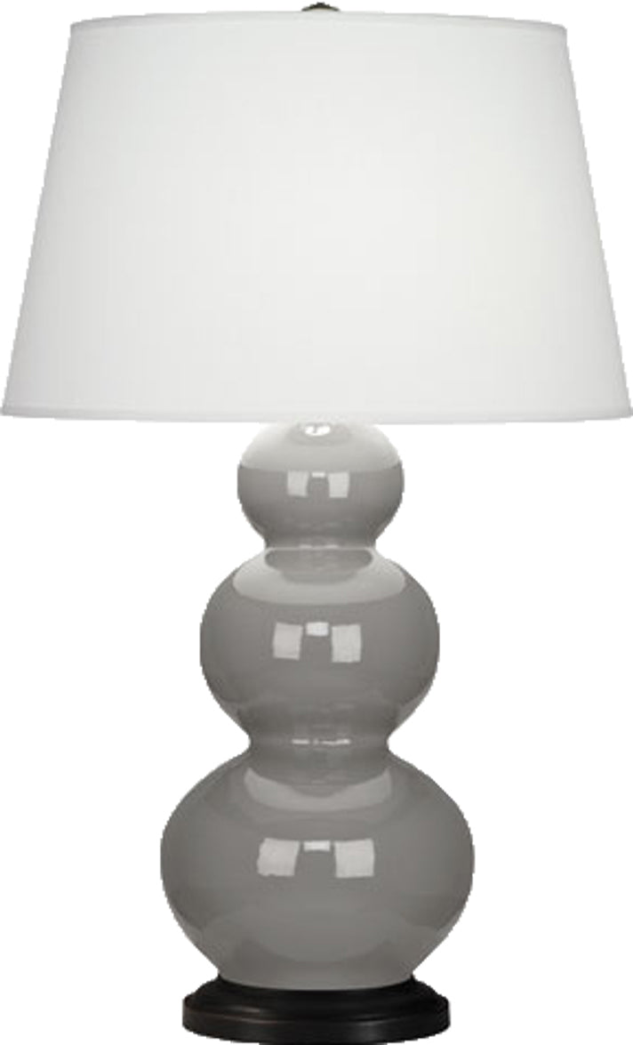 Robert Abbey - 339X - One Light Table Lamp - Triple Gourd - Smokey Taupe Glazed Ceramic w/Deep Patina Bronze