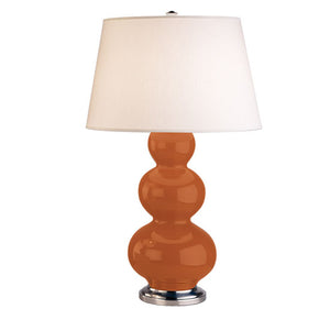 Robert Abbey - 352X - One Light Table Lamp - Triple Gourd - Pumpkin Glazed Ceramic w/Antique Silver