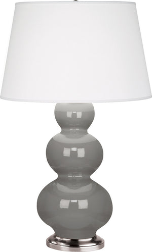 Robert Abbey - 359X - One Light Table Lamp - Triple Gourd - Smokey Taupe Glazed Ceramic w/Antique Silver