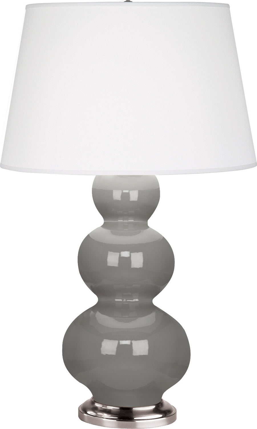 Robert Abbey - 359X - One Light Table Lamp - Triple Gourd - Smokey Taupe Glazed Ceramic w/Antique Silver