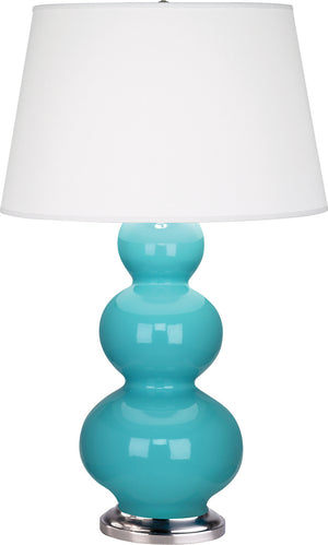 Robert Abbey - 362X - One Light Table Lamp - Triple Gourd - Egg Blue Glazed Ceramic w/Antique Silver