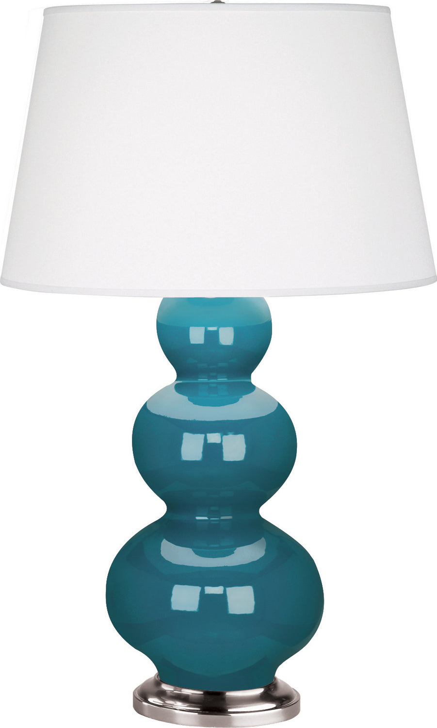 Robert Abbey - 363X - One Light Table Lamp - Triple Gourd - Peacock Glazed Ceramic w/Antique Silver