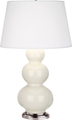 Robert Abbey - 364X - One Light Table Lamp - Triple Gourd - Bone Glazed Ceramic w/Antique Silver