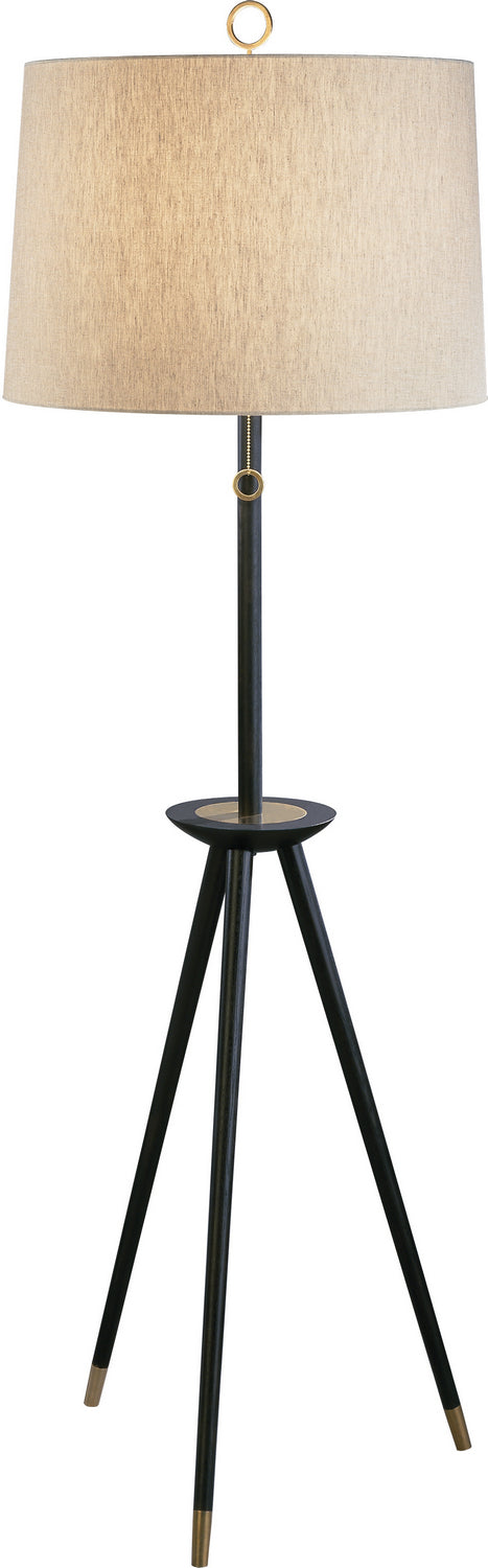 Robert Abbey - 671 - One Light Floor Lamp - Jonathan Adler Ventana - Ebony Wood w/Antique Brass