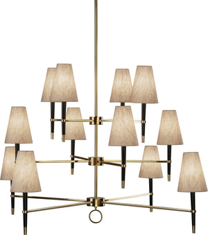 Robert Abbey - 674 - 12 Light Chandelier - Jonathan Adler Ventana - Ebony Wood w/Antique Brass