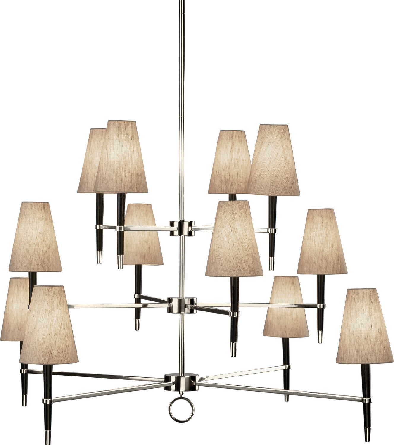 Robert Abbey - PN674 - 12 Light Chandelier - Jonathan Adler Ventana - Ebony Wood w/Polished Nickel