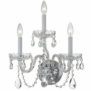 Crystorama - 1033-CH-CL-MWP - Three Light Wall Sconce - Traditional Crystal - Polished Chrome