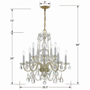 Crystorama - 1130-PB-CL-SAQ - Ten Light Chandelier - Traditional Crystal - Polished Brass