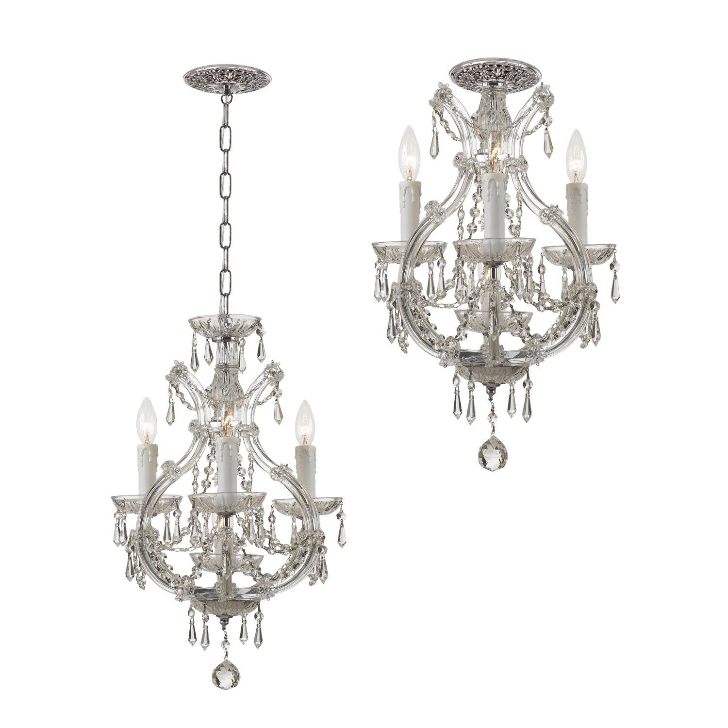 Crystorama - 4473-CH-CL-MWP - Four Light Mini Chandelier - Maria Theresa - Polished Chrome