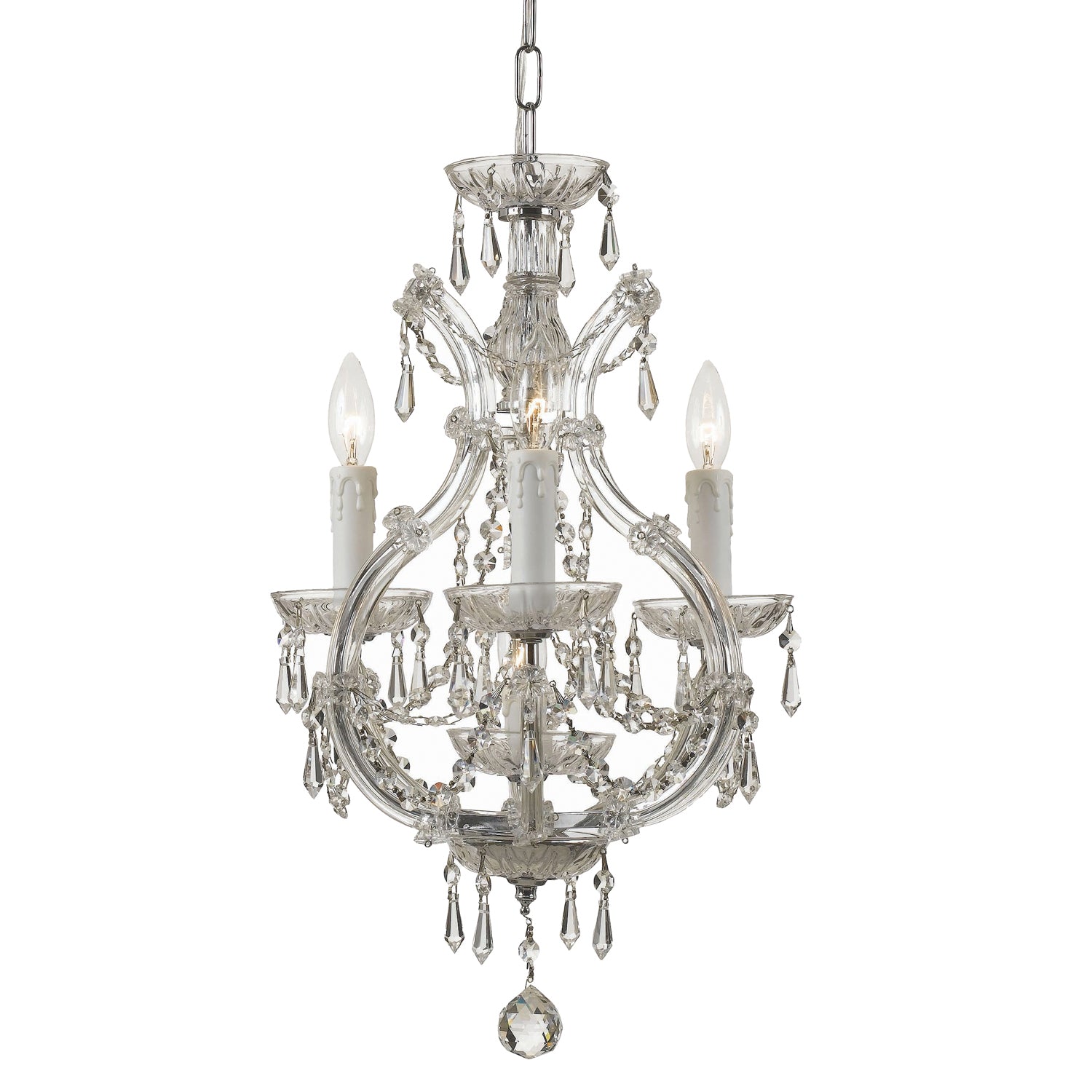 Crystorama - 4473-CH-CL-MWP - Four Light Mini Chandelier - Maria Theresa - Polished Chrome