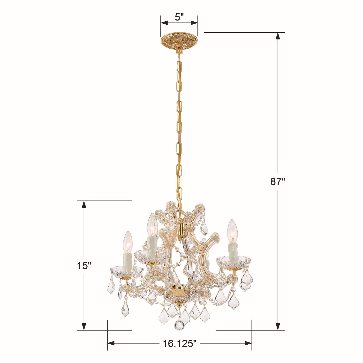 Crystorama - 4474-GD-CL-MWP - Four Light Mini Chandelier - Maria Theresa - Gold