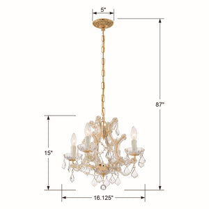 Crystorama - 4474-GD-CL-SAQ - Four Light Mini Chandelier - Maria Theresa - Gold