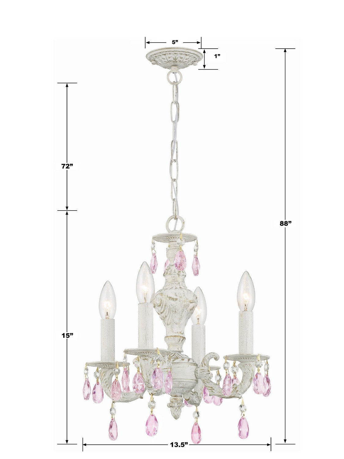 Crystorama - 5024-AW-RO-MWP - Four Light Mini Chandelier - Paris Market - Antique White