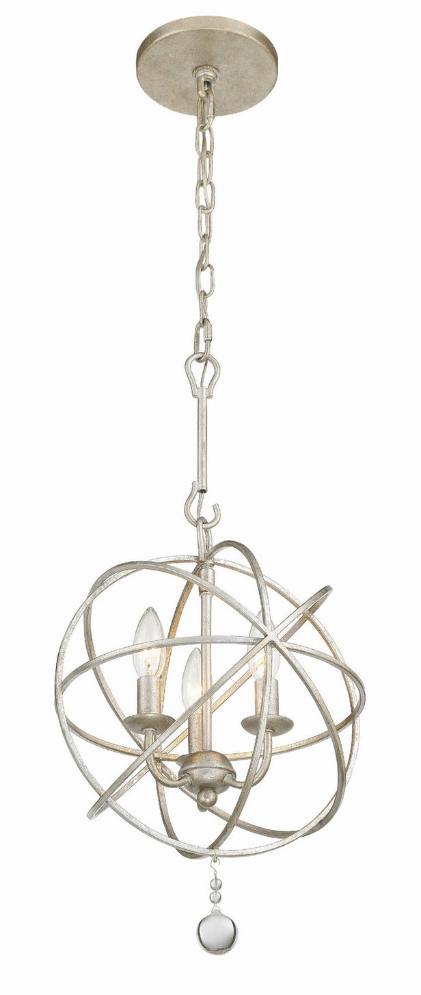 Crystorama - 9225-OS - Three Light Mini Chandelier - Solaris - Olde Silver