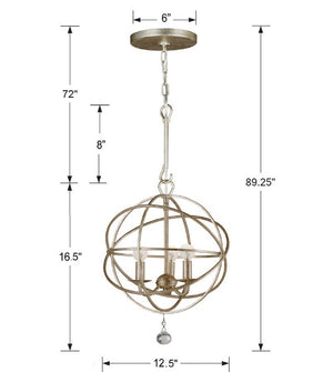 Crystorama - 9225-OS - Three Light Mini Chandelier - Solaris - Olde Silver