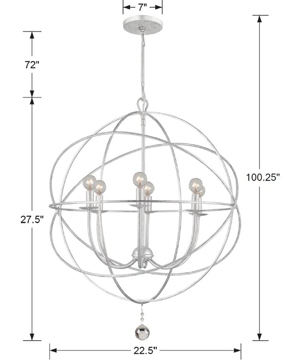 Crystorama - 9226-OS - Six Light Chandelier - Solaris - Olde Silver