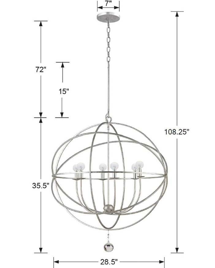 Crystorama - 9228-OS - Six Light Chandelier - Solaris - Olde Silver