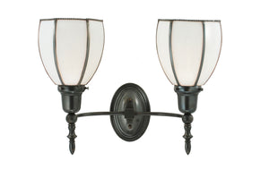 Meyda Tiffany - 109136 - Two Light Wall Sconce - Borough Hall - Craftsman Brown