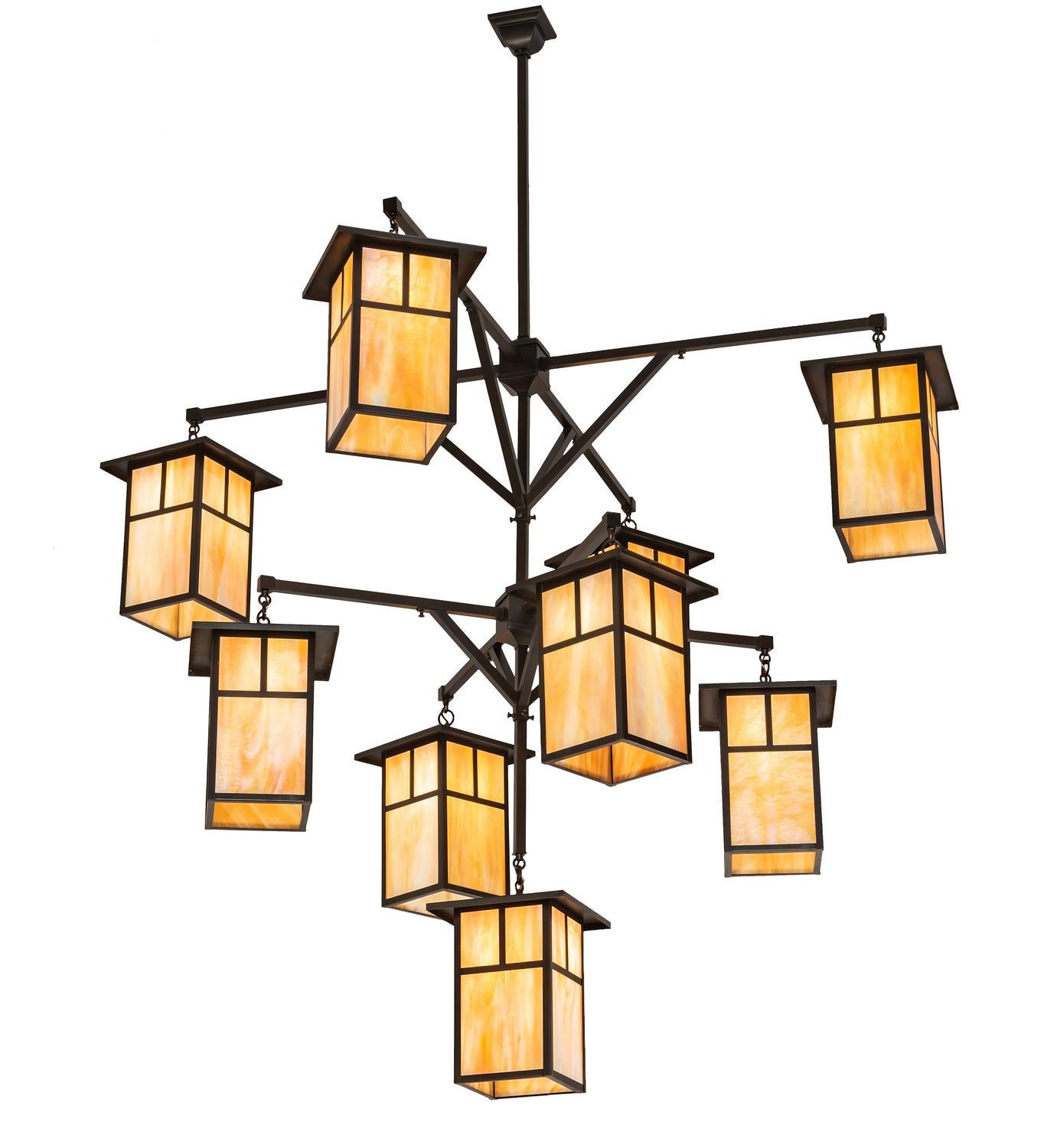 Meyda Tiffany - 110802 - Nine Light Chandelier - Hyde Park - Craftsman Brown