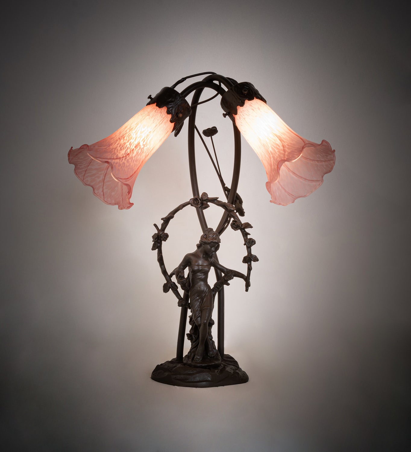 Meyda Tiffany - 17858 - Two Light Accent Lamp - Pink - Mahogany Bronze