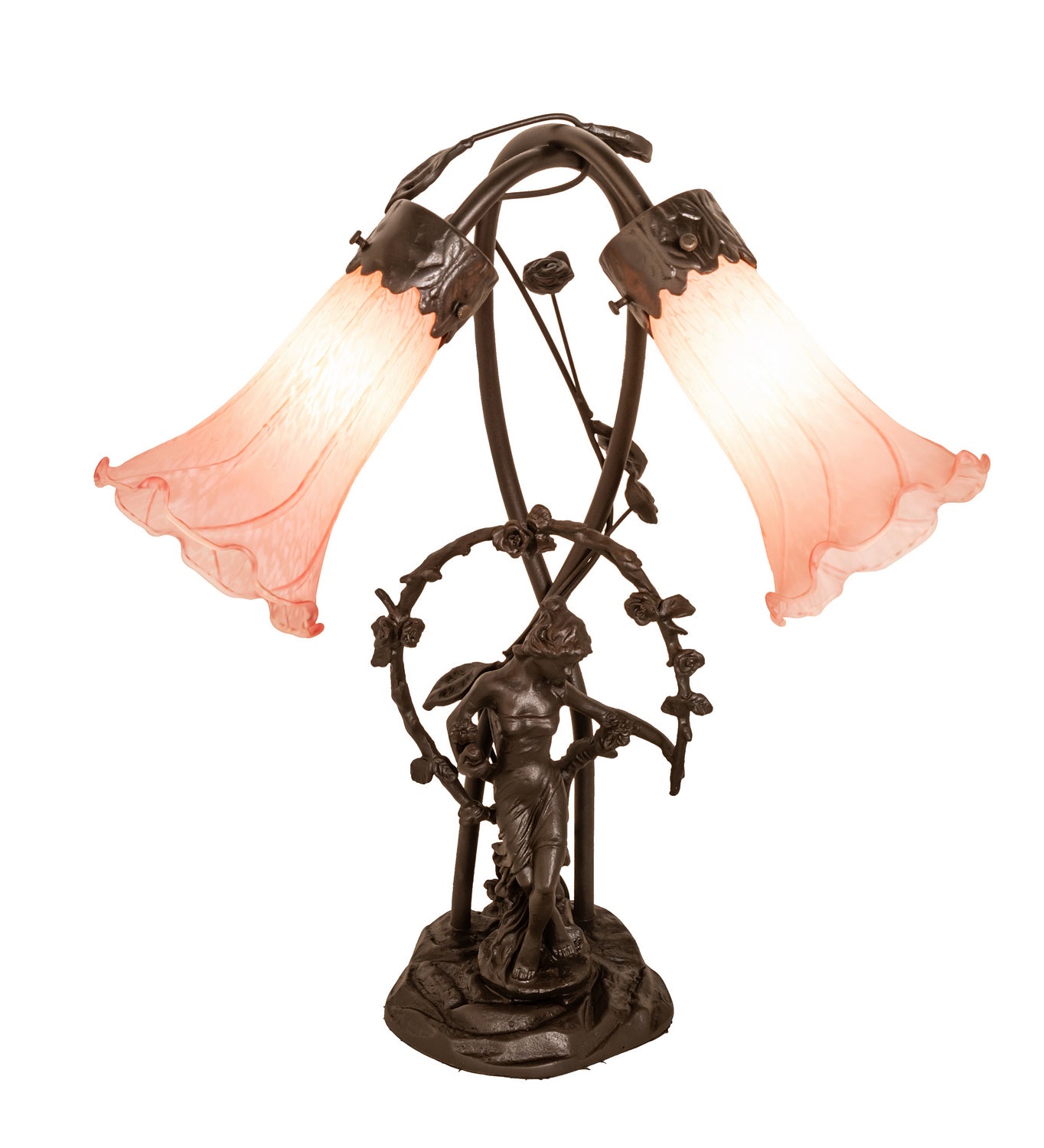 Meyda Tiffany - 17858 - Two Light Accent Lamp - Pink - Mahogany Bronze