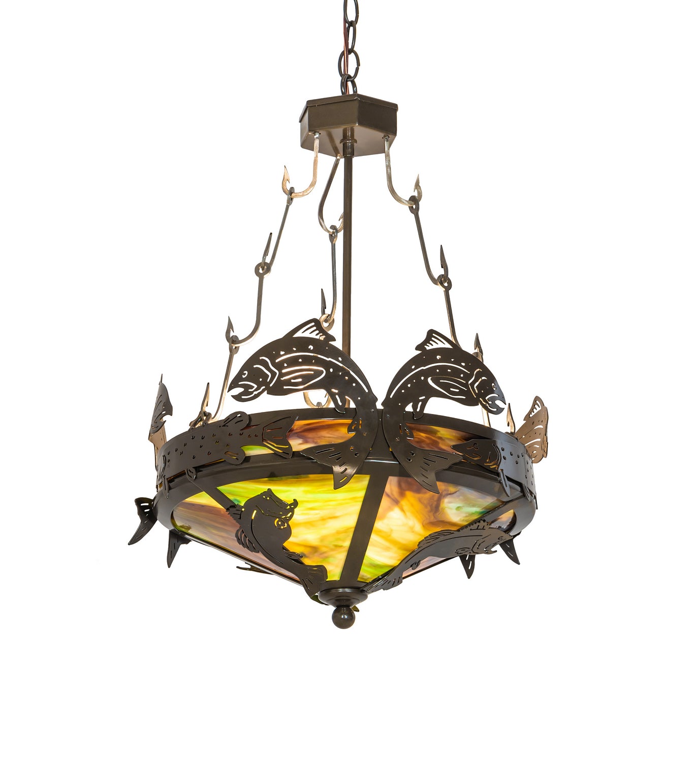 Meyda Tiffany - 65041 - Two Light Inverted Pendant - Catch Of The Day - Timeless Bronze