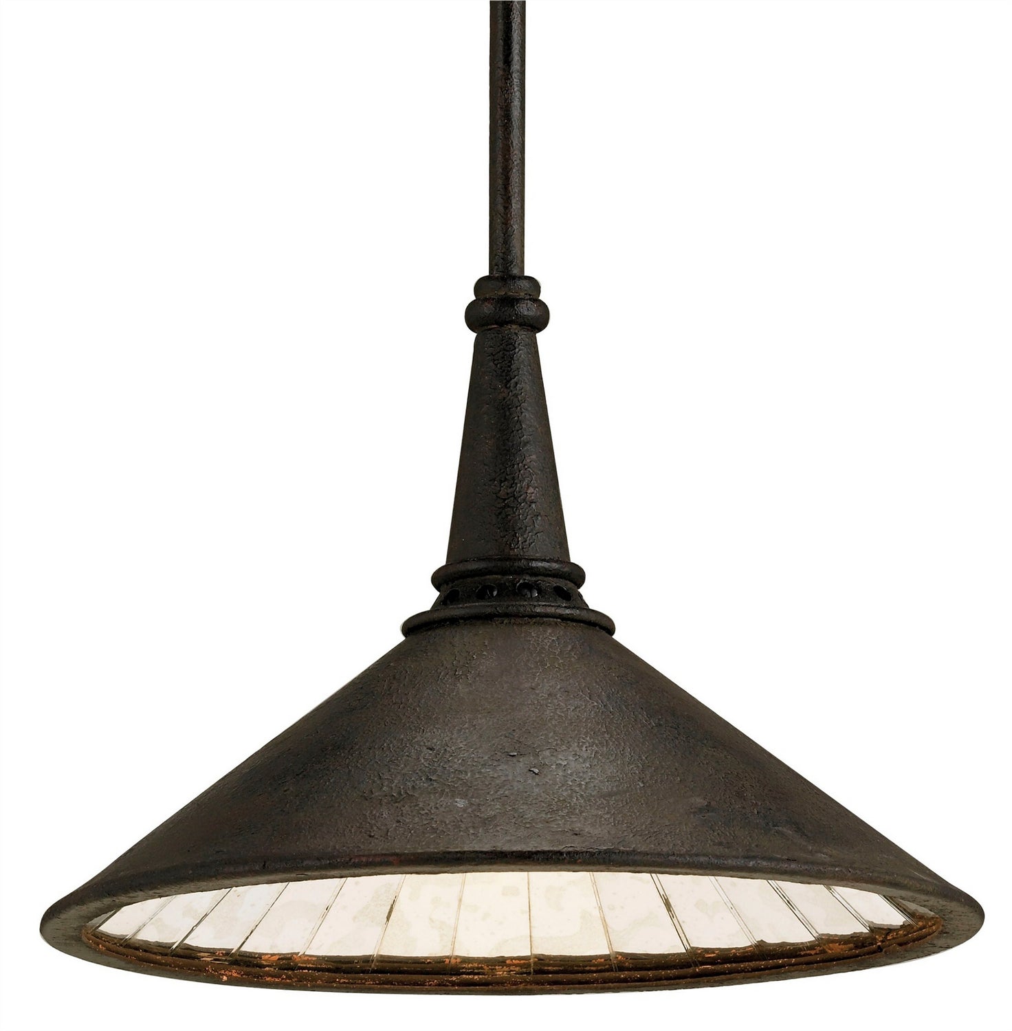 Currey and Company - 9056 - One Light Pendant - Manuscript - Molé Black/Antique Mirror