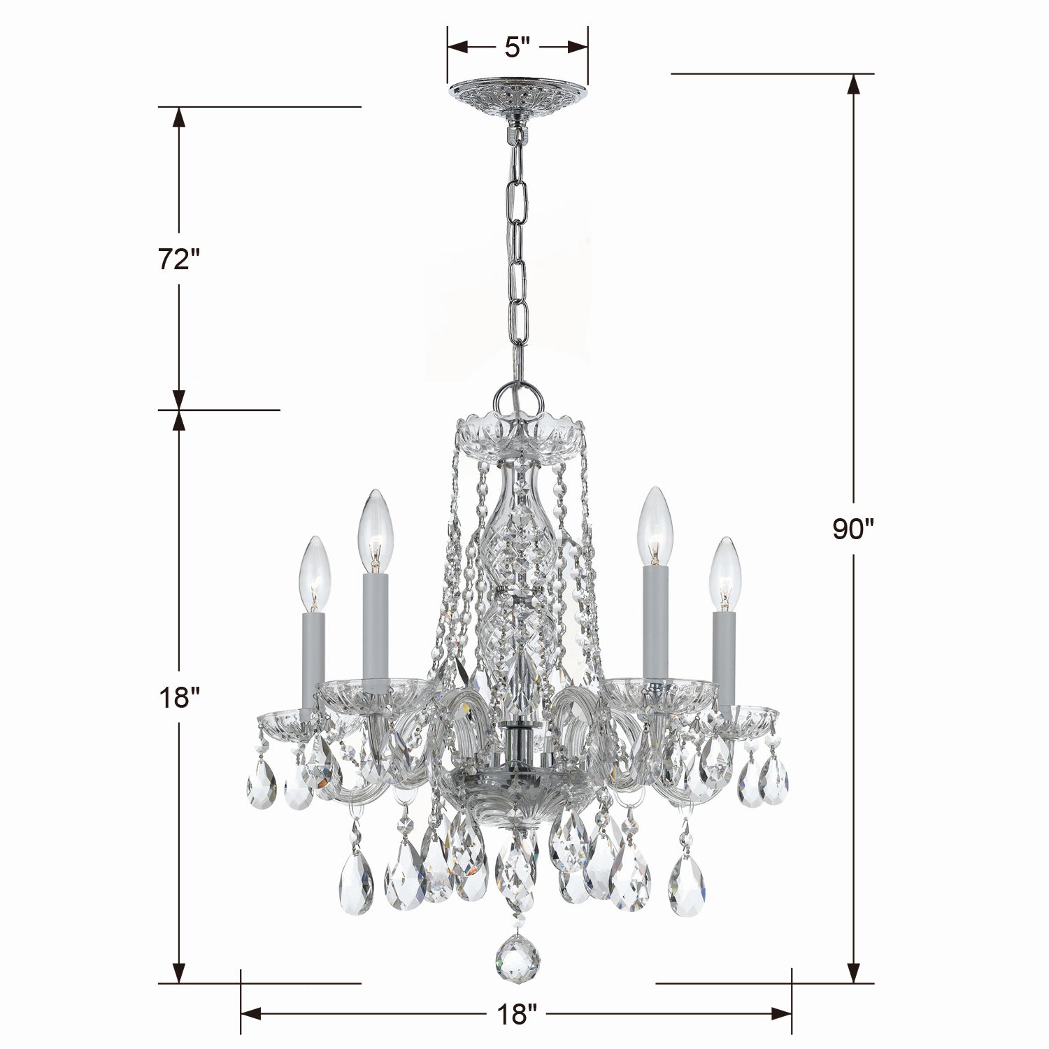 Crystorama - 1061-CH-CL-MWP - Five Light Mini Chandelier - Traditional Crystal - Polished Chrome