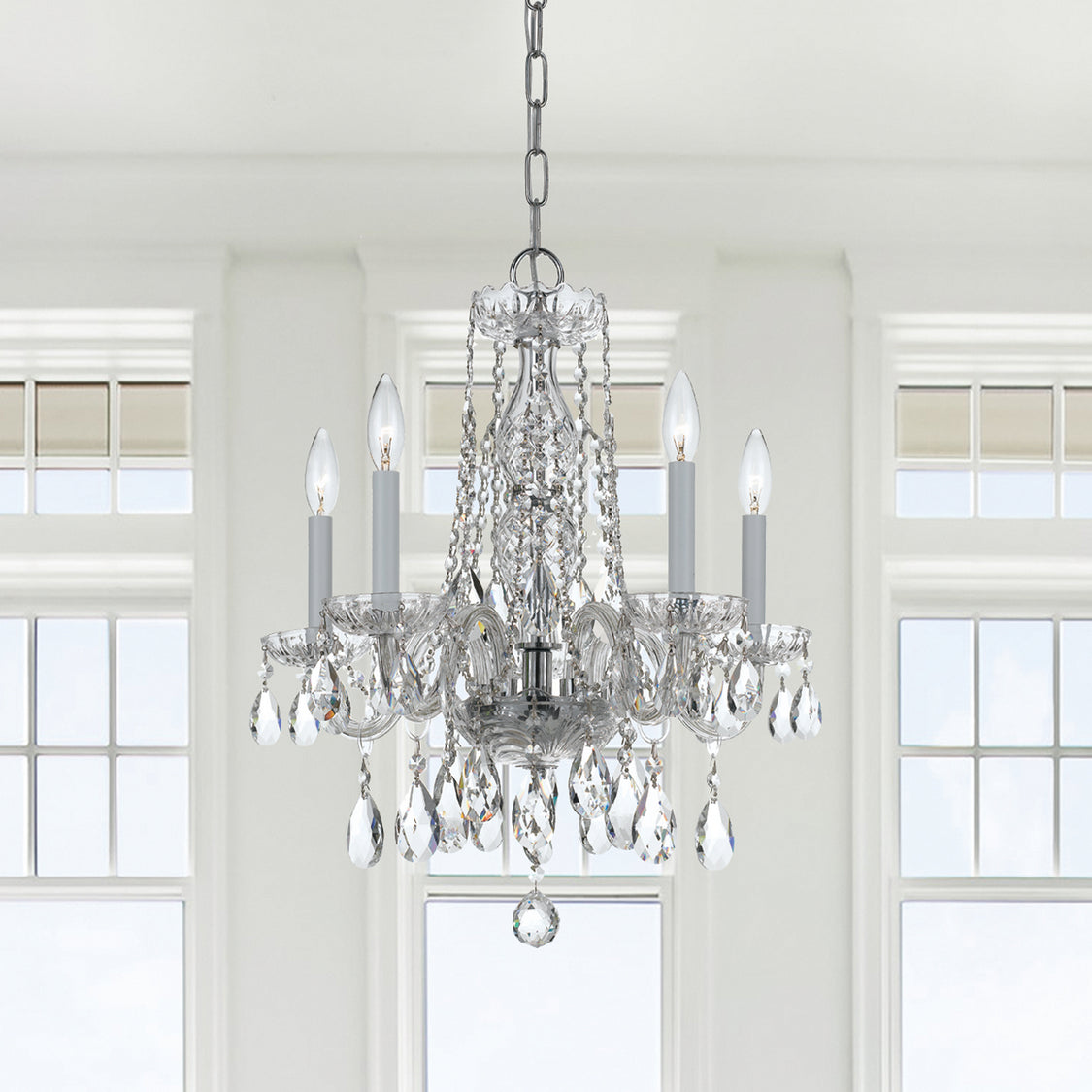Crystorama - 1061-CH-CL-MWP - Five Light Mini Chandelier - Traditional Crystal - Polished Chrome