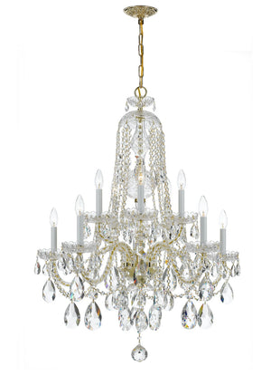 Crystorama - 1110-PB-CL-MWP - Ten Light Chandelier - Traditional Crystal - Polished Brass