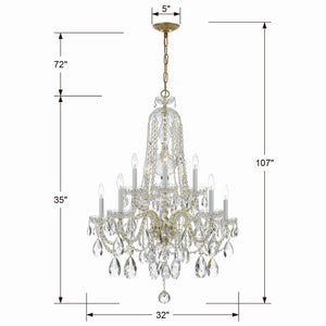 Crystorama - 1110-PB-CL-S - Ten Light Chandelier - Traditional Crystal - Polished Brass