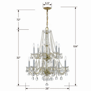 Crystorama - 1137-PB-CL-S - 12 Light Chandelier - Traditional Crystal - Polished Brass