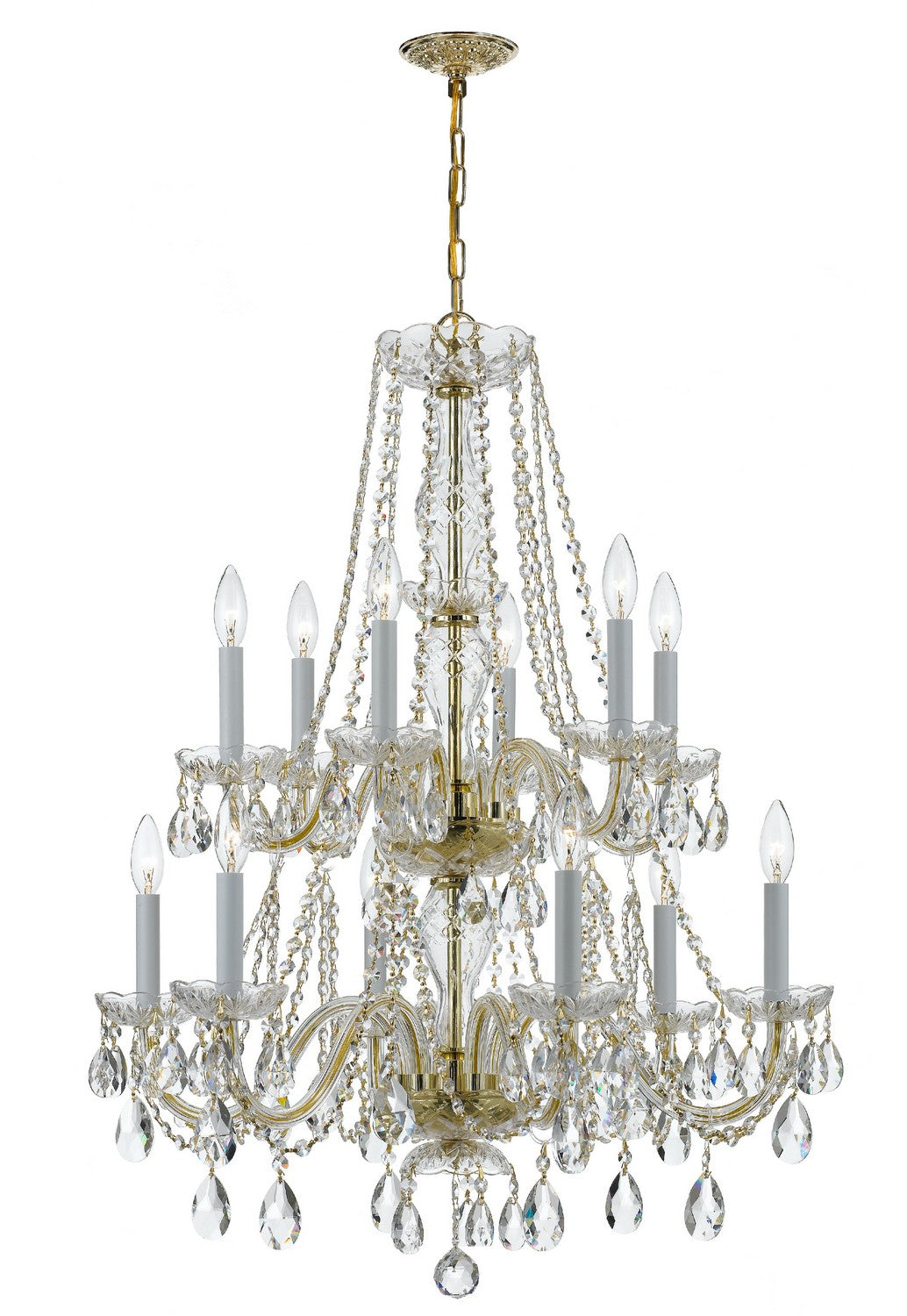 Crystorama - 1137-PB-CL-SAQ - 12 Light Chandelier - Traditional Crystal - Polished Brass