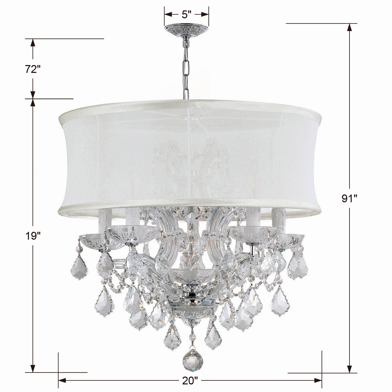 Crystorama - 4415-CH-SMW-CLM - Six Light Mini Chandelier - Brentwood - Polished Chrome